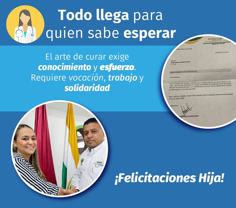 LA DOCTORA DIANA MAR�A TABARES CLAVIJO NUEVA GERENTE DEL HOSPITAL DE FRESNO