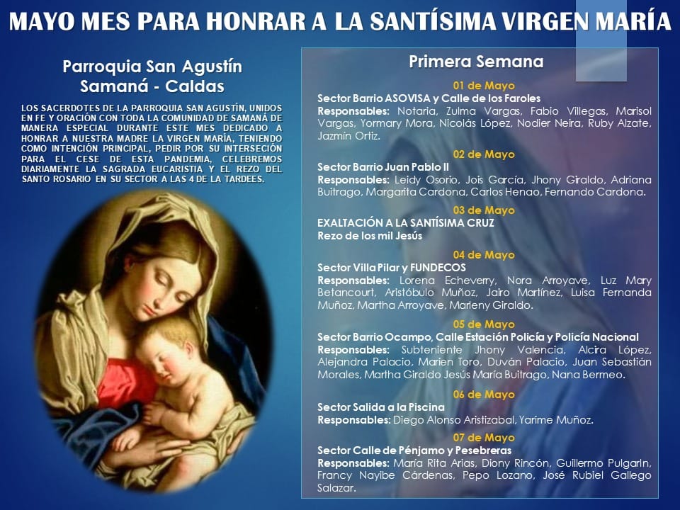 HONOR A LA VIRGEN MAR�A EN CADA SECTOR DE SAMAN�
