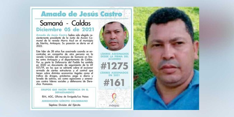ASESINAN AL L�DER SOCIAL AMADO DE JES�S CASTRO EN VEREDA CRISTALES DE FLORENCIA 