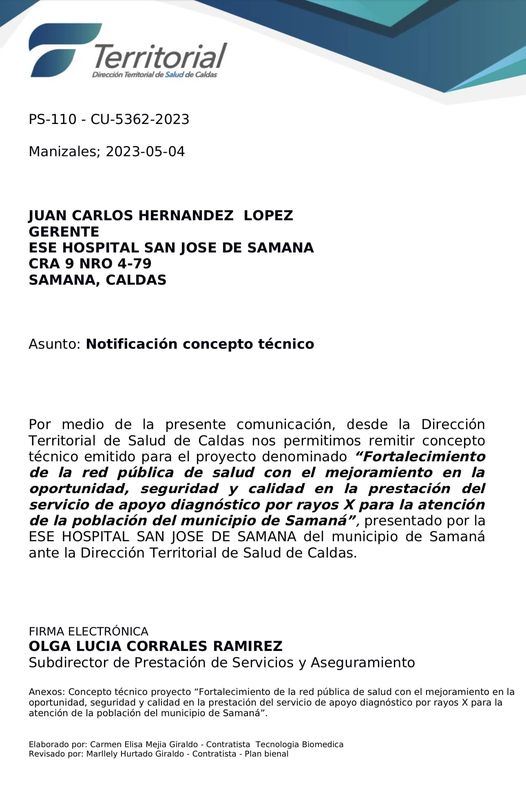 SAMAN� TENDRA UN EQUIPO DE RAYOS X EN EL HOSPITAL