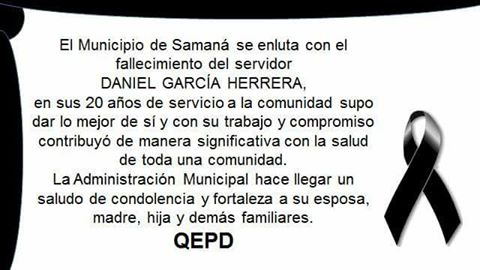 Deceso de: DANIEL GARC�A HERRERA