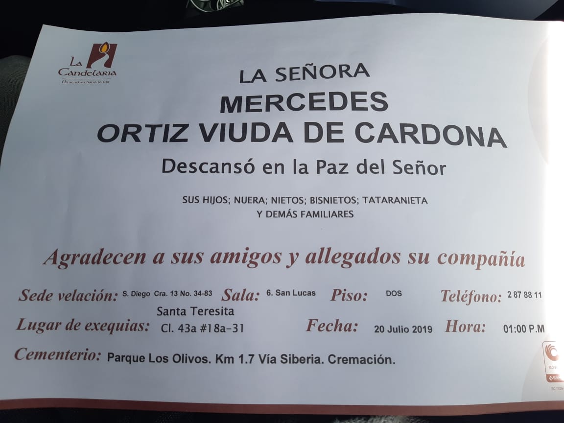 MERCEDES ORTIZ VIUDA DE CARDONA