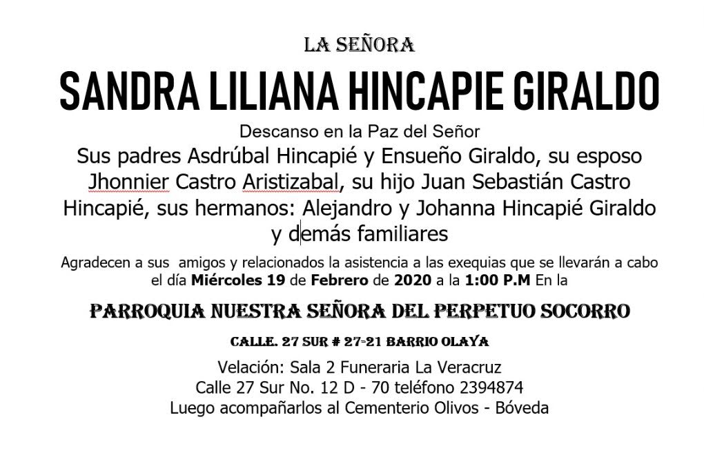 SANDRA LILIANA HINCAPI� GIRALDO 