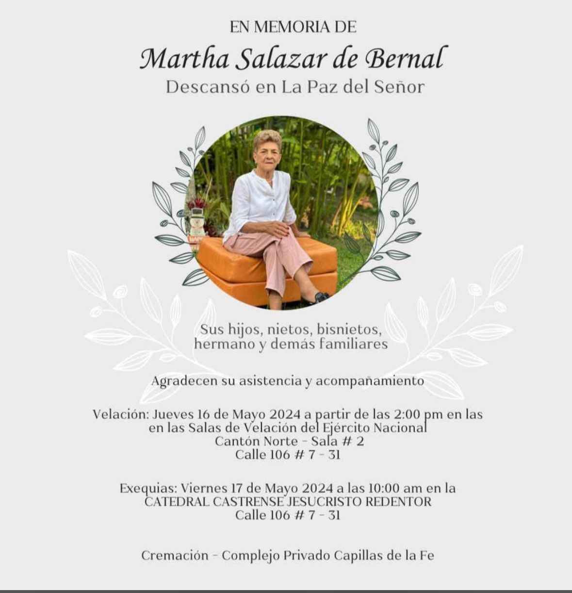 MARTHA SALAZAR DE BERNAL